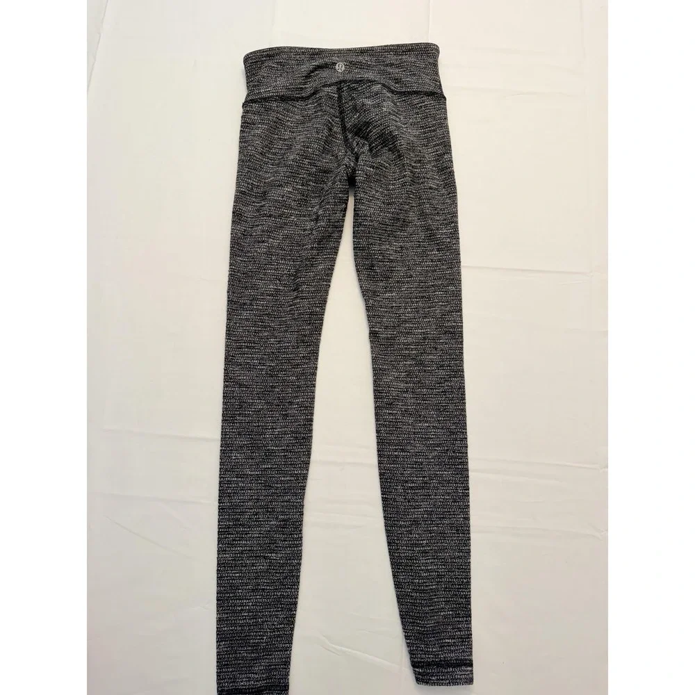 Lululemon Leggings Womens 6 Gray Flecked High Rise Ankle Yoga Pants Knit Stretch